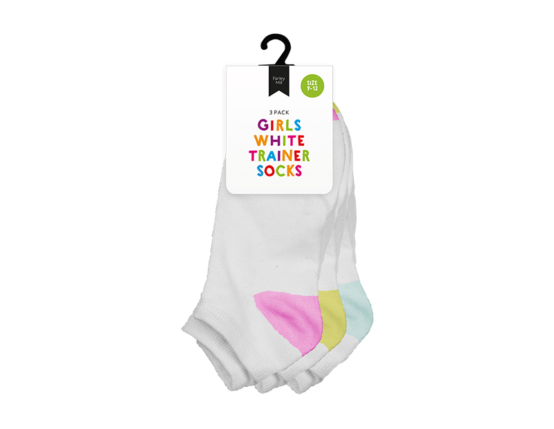 Girls White Trainer Socks 3 Pairs